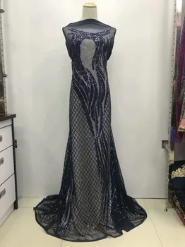 

Nigerian Lace Fabrics in sequines Dress Material paillette silver sequin fabric 2019 high quality African sequin mesh fabric