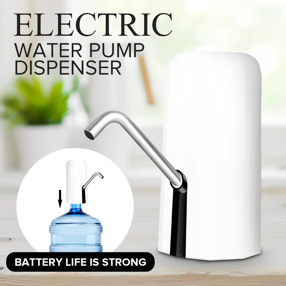 

Electric Water Dispenser Automatic Water Bottle Pump Dispenser Gallon Drinking Bottle Switch Kitchen Items USB Charging