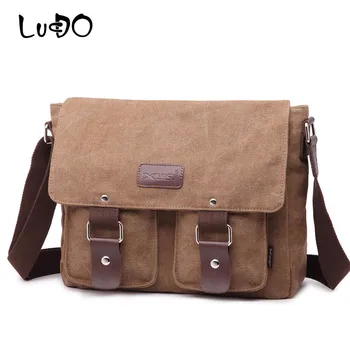 

LUCDO High Quality Men Messenger Bags Men's Vintage Canvas Satchel Shoulder Bag Brand Fashion Male Casual Travel Bag Book Bag