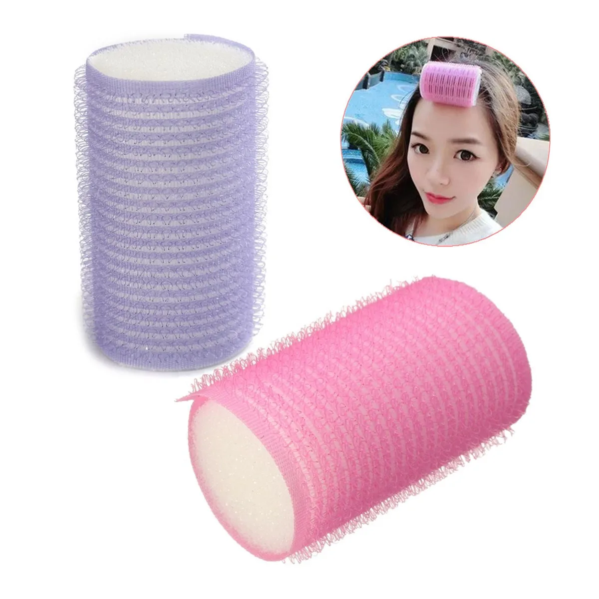 10pcs Pink Purple Soft Foam Curlers Hair Rollers Curling For Women