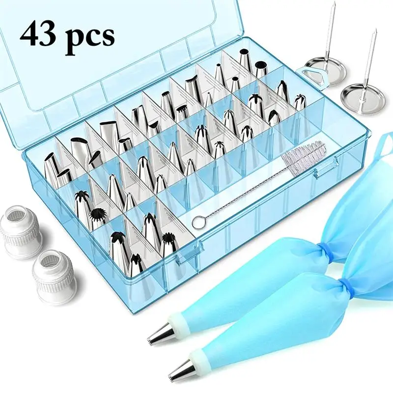 

43 PCS/Set Silicone Kitchen Accessories Icing Piping Cream Pastry Bag 36 Stainless Steel Nozzle Set DIY Cake Decorating Tips Set