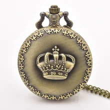 Горячая распродажа ретро классический узор короны мужские и женские модные карманные часы тренд Размер fob часы eserkek kol saati