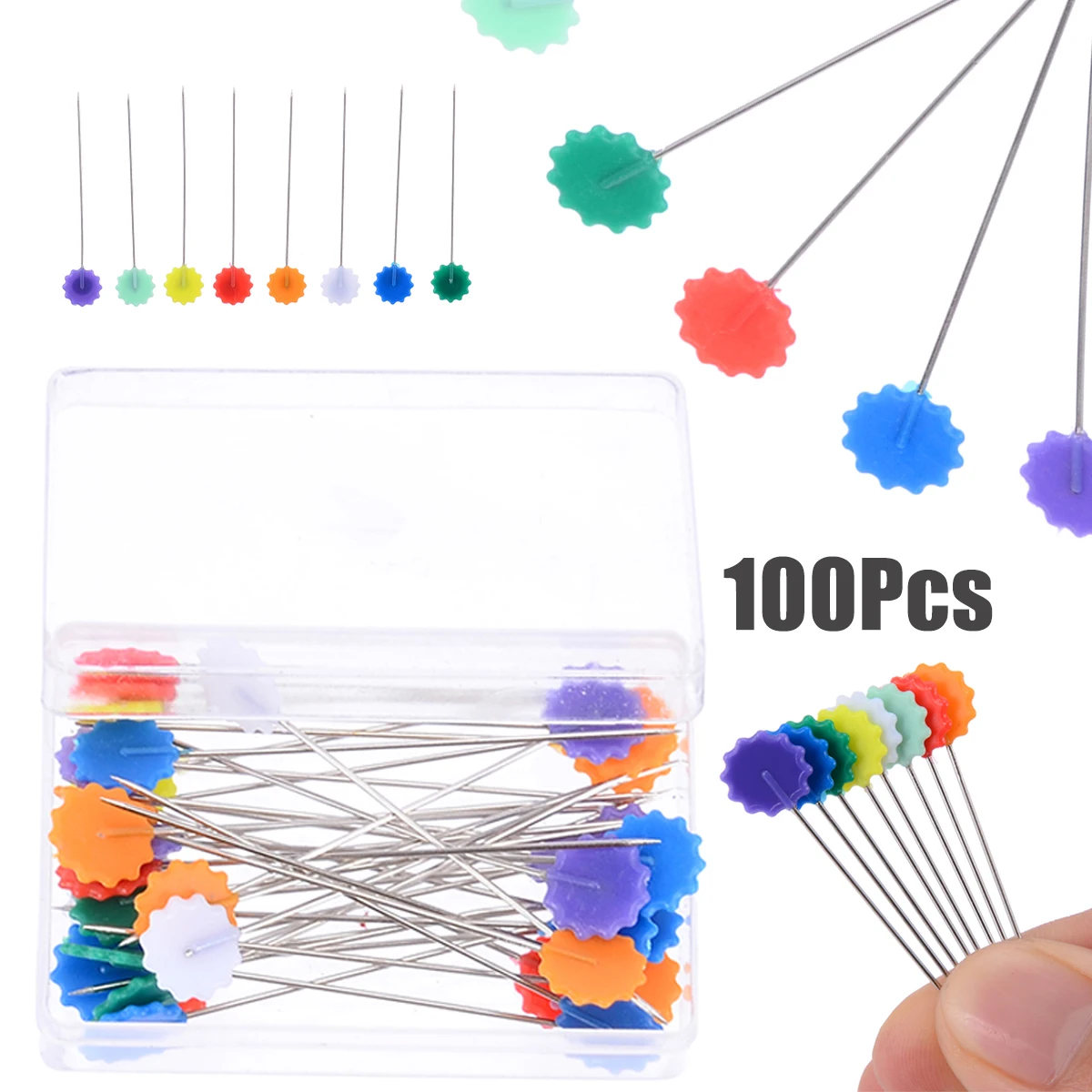 

Mayitr Patchwork Positioning Pins Craft Flower Button Head Pins Quilting Tool DIY Handmade Sewing Embroidery Accessories 100pcs