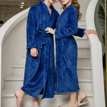 Повседневный фланелевый мужской халат с поясом, толстый однотонный халат, 9 цветов, имперский мужской халат, зимний длинный халат, мужской банный Халат