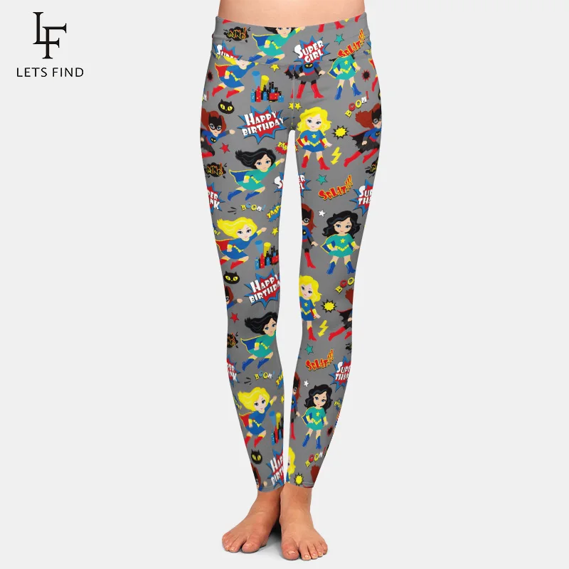 

Fashion Women High Waist Gray Leggings 3D Print Milk Silk Plus Size Top Quality Woman Pants Free Shipping