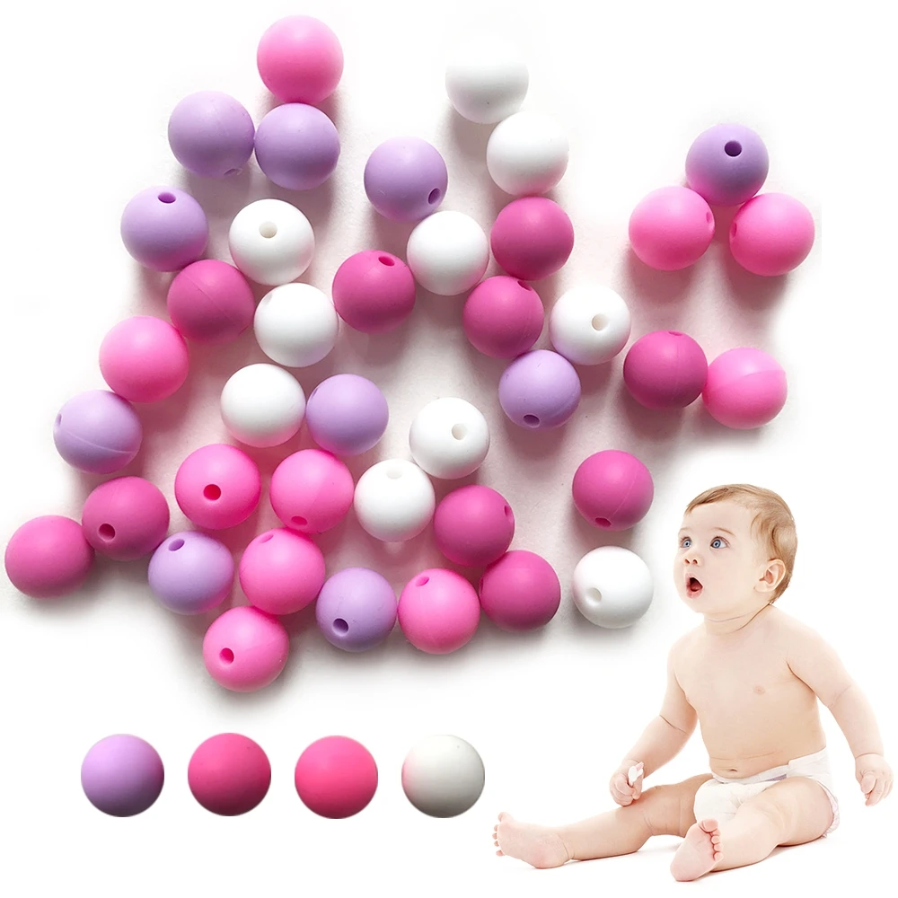 40Pcs Silicone Beads Baby Teething Chewable Teethers Safe Toys For