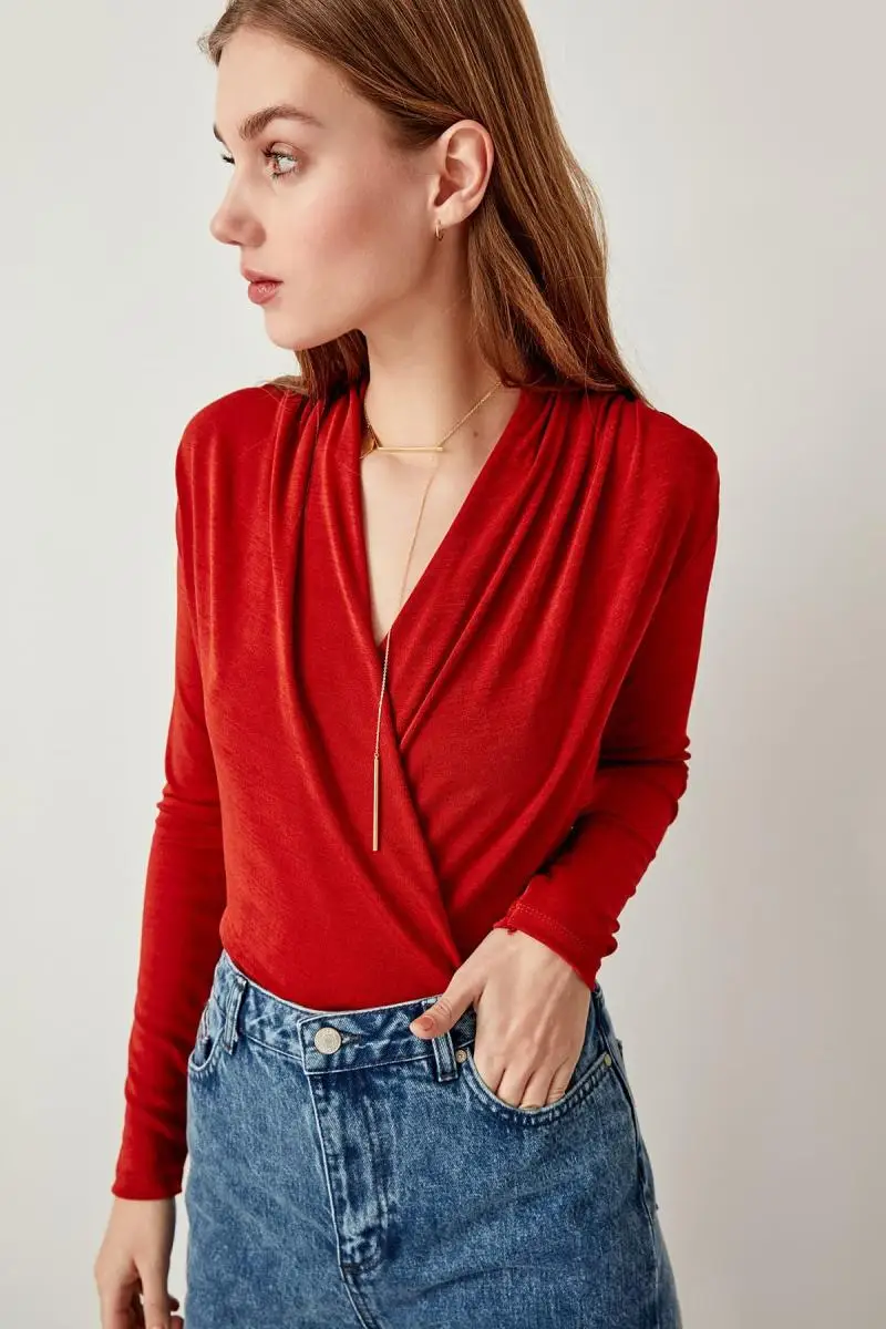 Trendyol Cinnamon двубортный Трикотажный боди TOFAW19LR0281| |