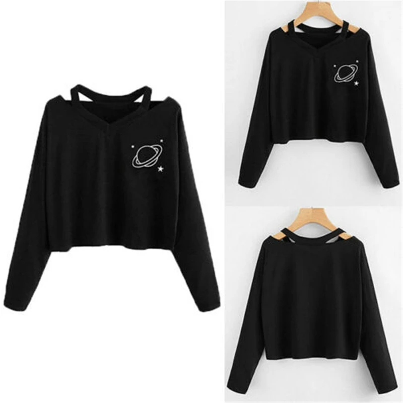 

Fashion Women Long Sleeve Jumper Sweatshirt Sweater Crop Top Sports Pullovers