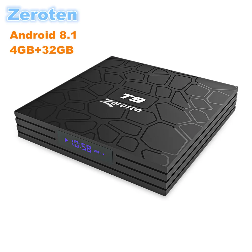 2019 Zeroten T9 Android 8 1 Смарт ТВ приставка Cortex A53 RK3328 4K HD 4 Гб + 64 смарт ARM медиаплеер pk Xiaomi