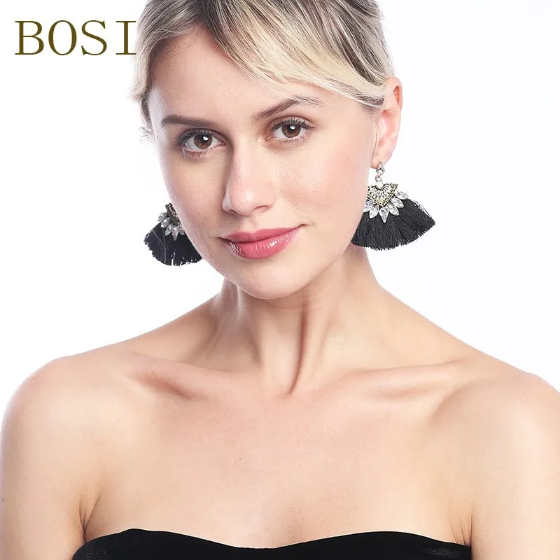 

Tassel Drop Earrings Crystal 2019 Bohemian Rhinestone Handmade Women Earring Fashion Statement Luxury Long Big jewelry Geometric