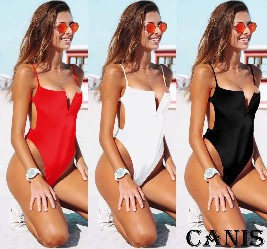 

2019 Sexy Swimwear Backless 4 Colors Hollow Cut Out Trikini Bathing Suit Monokini Thong Swimwear Women One Piece Swimsuit
