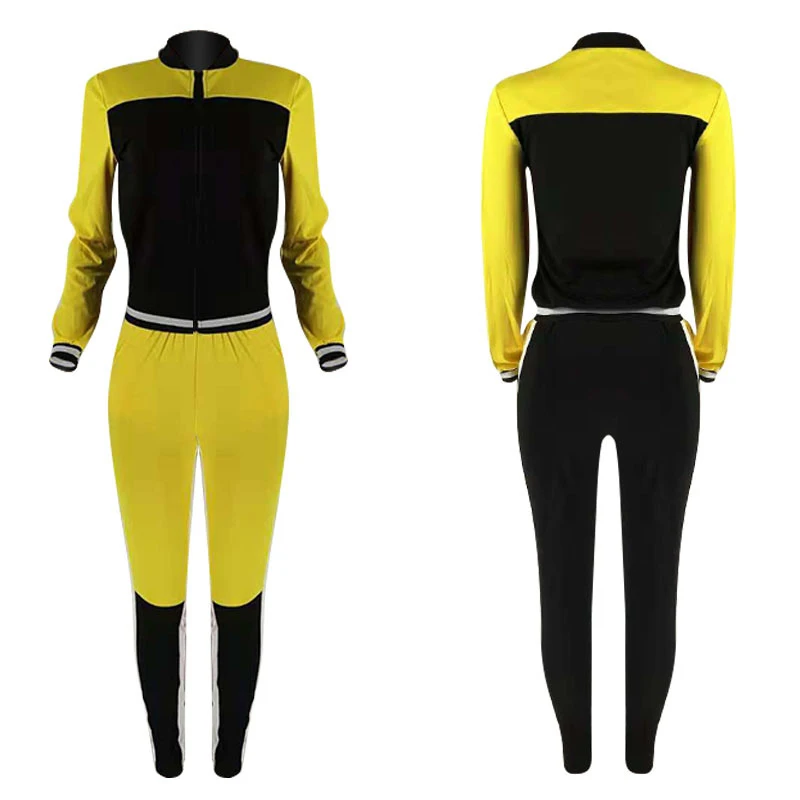 Комплект из 2 предметов, модный спортивный костюм, желтые зимние наряды, подходящие спортивные костюмы, Подиумные штаны, новые женские спортивные костюмы, Survetement Femme