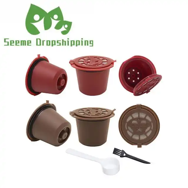 6pcs Black Refillable Coffee Capsula Refilling Filter Pod Reusable