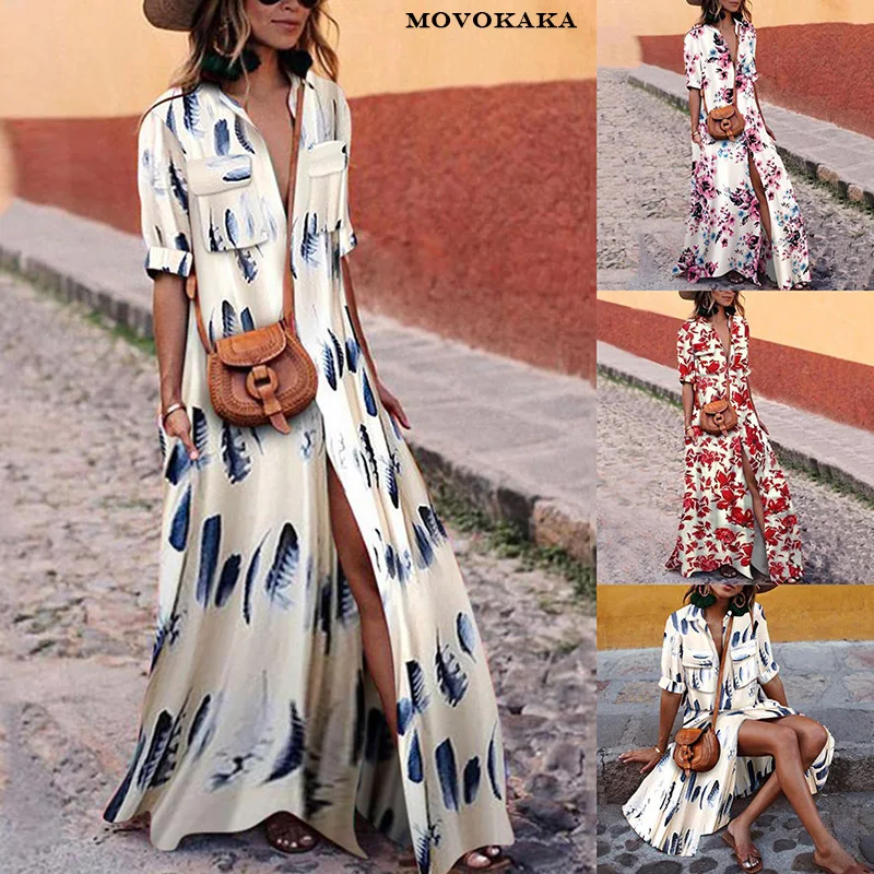 

Spring Autumn Hot Sale Color Striped Dress Women Casual Button Dresses For Women Elegant Boho Dress Long Big Size Dresses Womens