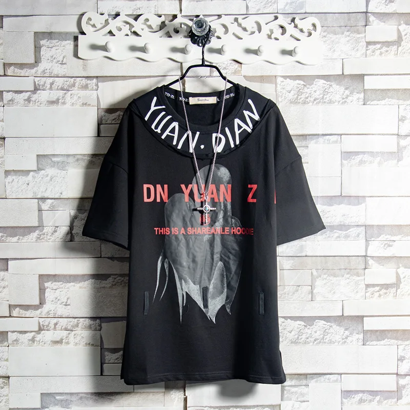 

Luogen Drop Shipping Originality Short Sleeve T Shirt Male Trend Handsome Printing Half Sleeve Show Tshirt Groot Korean Clothes