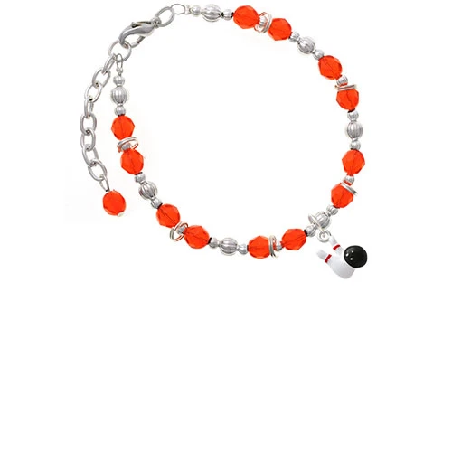 Bowling Pins with Ball Orange Beaded Bracelet |