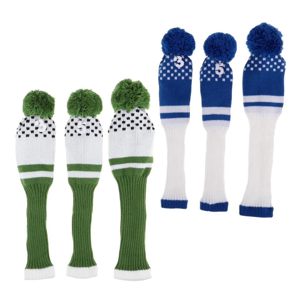 

6-Counted Pom Pom Golf Headcover Suitable for Driver or Fairway Wood High Quality Knitted Head Covers Golf Equipment