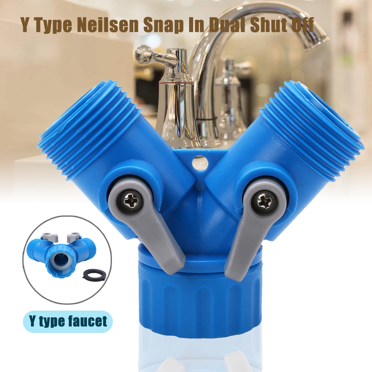 Y Type Faucet Joint Snap In Dual Shut Off Tap Connector Water