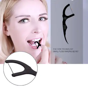 

50pcs/Pack Bamboo Charcoal Dental Floss Teeth Stick Oral Care Dental Floss Dental Care Teeth Clean Toothpick