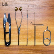 Набор инструментов для завязывания мушек, 5 шт., Шпульки, хакле, хлыст, отделочные ножницы, Шпульки, Нитевдеватель, принадлежности для завязывания мух, набор