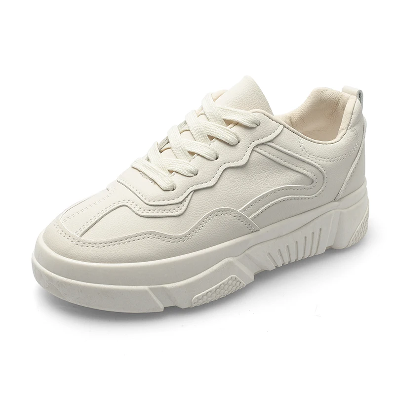 

New Spring Fashion Lady Casual White Shoes Women brand Sneaker Black Leisure Thick Soled Shoes Flats Cross-tied Lace Up Soft