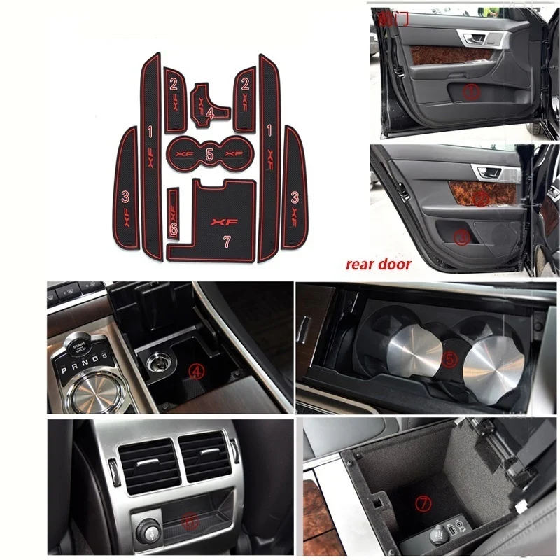 Car Door Gate Slot Mats Carpets Pads For Jaguar F-Pace XF Auto Door Groove Mat