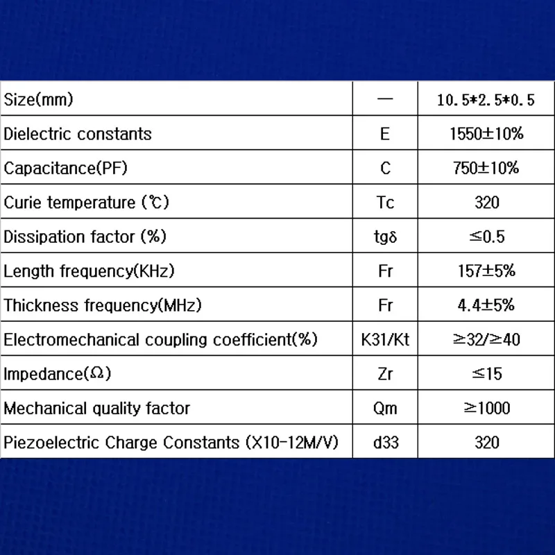 Piezoelectric Ceramic Plate Transducer 10.5*2.5*0.5mm-PZT4 Ultrasonic Sensor Energy/Electricity harvesting Sheet Pressure Sheet
