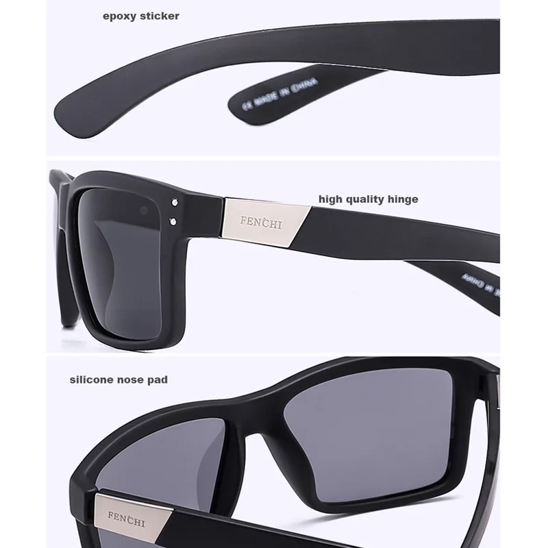 MATIC HighD Quality Polarized Sun Glasses For Men's Women Matte Black Square Grey Lenses Holbrooker Sunglasses Free Chain Cord