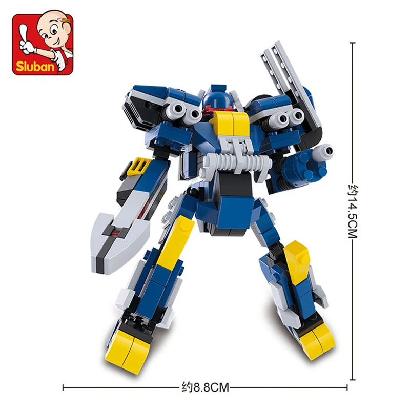 

Sluban B0387 Space Adventure Military Blue Gun Attack Robot 3D Model DIY Building Blocks Bricks Assembly Toy for Children no Box