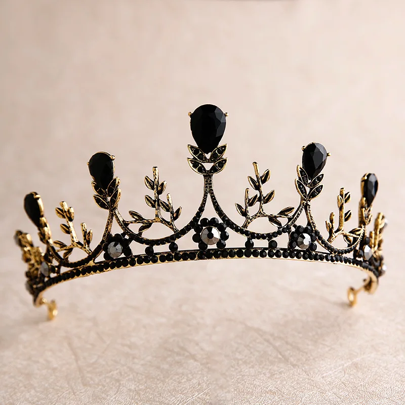 

Complete Rock Black Crystal Crown Bride Headdress Wedding bridal hair Crown Accessories