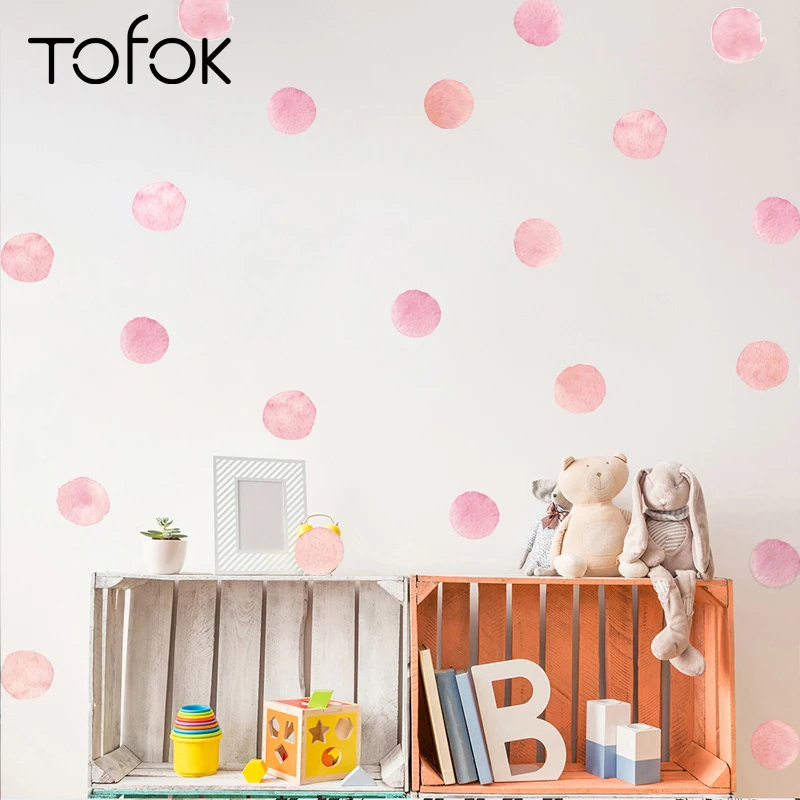 

Tofok 36pcs/set Watercolor Dots Wall Sticker Removable Kids Room Bedroom Creative Decals DIY Vinyl Nursery Office Beautify Decor