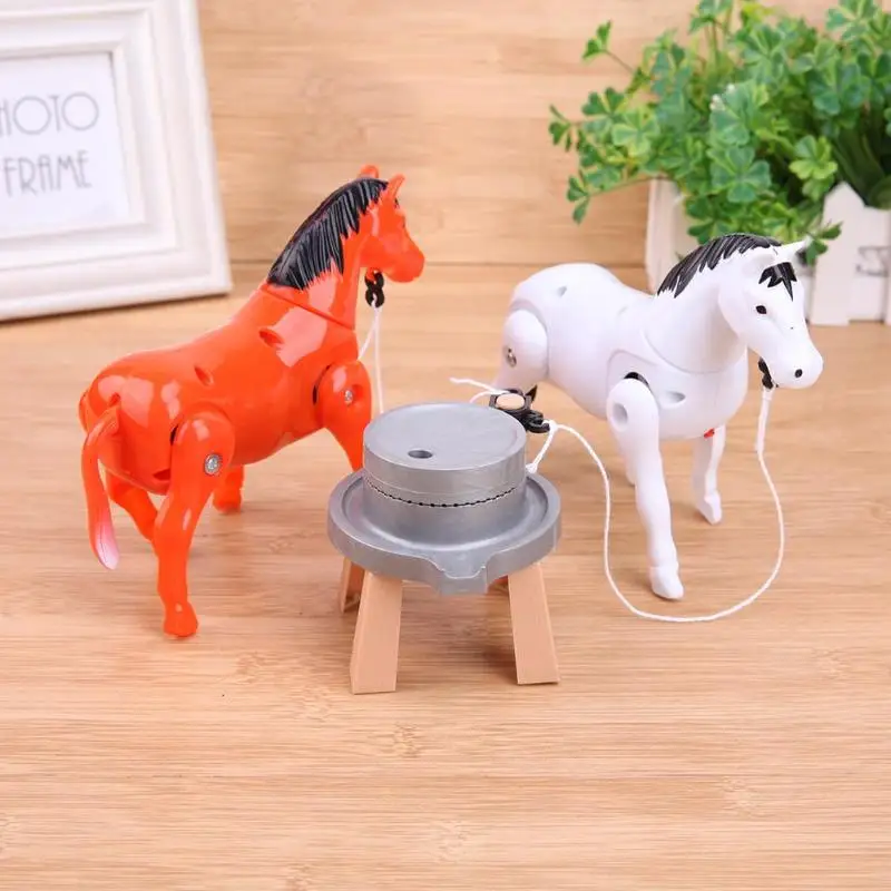 Plastic Electric Rotating Horse Toy Set Walking Around Pile Horse Children Toys Gift Electronic Toys for children