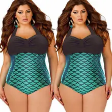 Пикантные женские плюс размеры одна деталь Русалка Монокини Купальники для малышек Push Up купальник бикини с мягкими чашечками