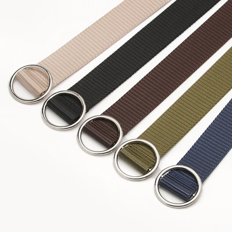 

Mooriue Canvas Belt Men Women Student Belt No Hole Round Buckle Fashion Solid Fashion Black Beige Blue Waist Belt Weaving Belt