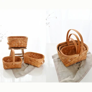 

3Pcs Wooden Food Fruit Vegetables Basket Sussex Trug Storage Basket Garden Trugs Container Kitchen Organizer Decoration