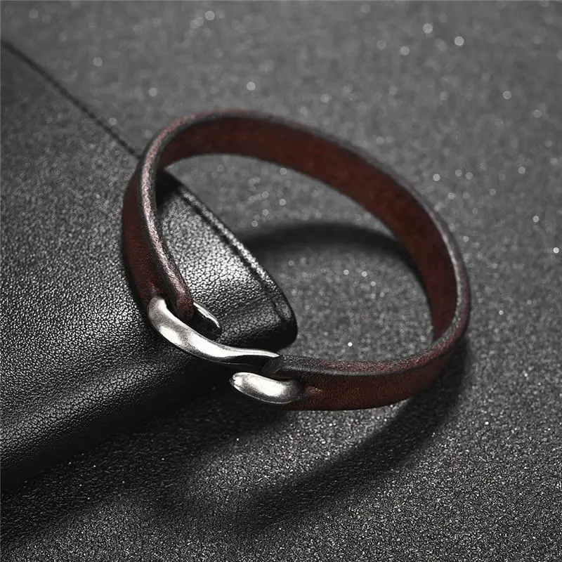 Черный/коричневый натуральная кожаный мужской браслет браслеты мужские ювелирные изделия 20 см/18,5 см