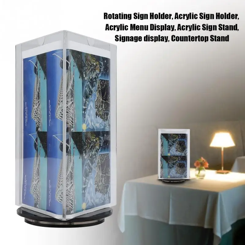 

New Style Rotatable Acrylic A4 Photo Frame Holder Advertising Sign Card Holder Rack Restaurant Menu Card Display Stand