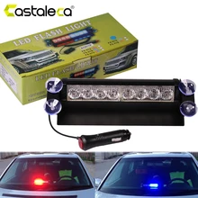 Castaleca Auto Led Dello Stroboscopio di Emergenza Flash di Avvertimento Luce 12 v 8 Led Lampeggiante Luci Rosso Blu Bianco Verde luci Della Polizia car styling