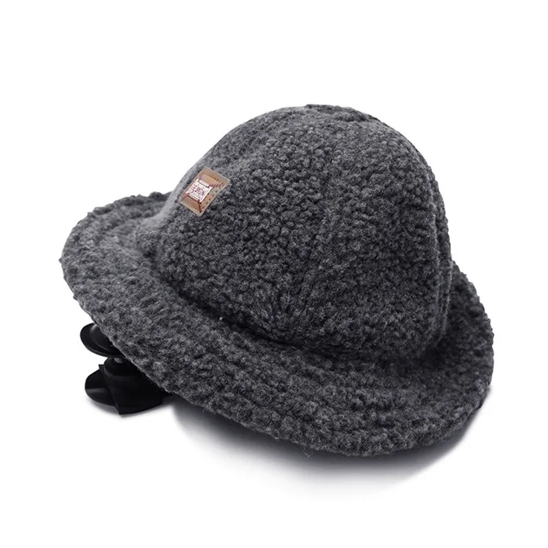 2018 Autumn and Winter Good Quality Lamb Wool Bucket Hats Men Women