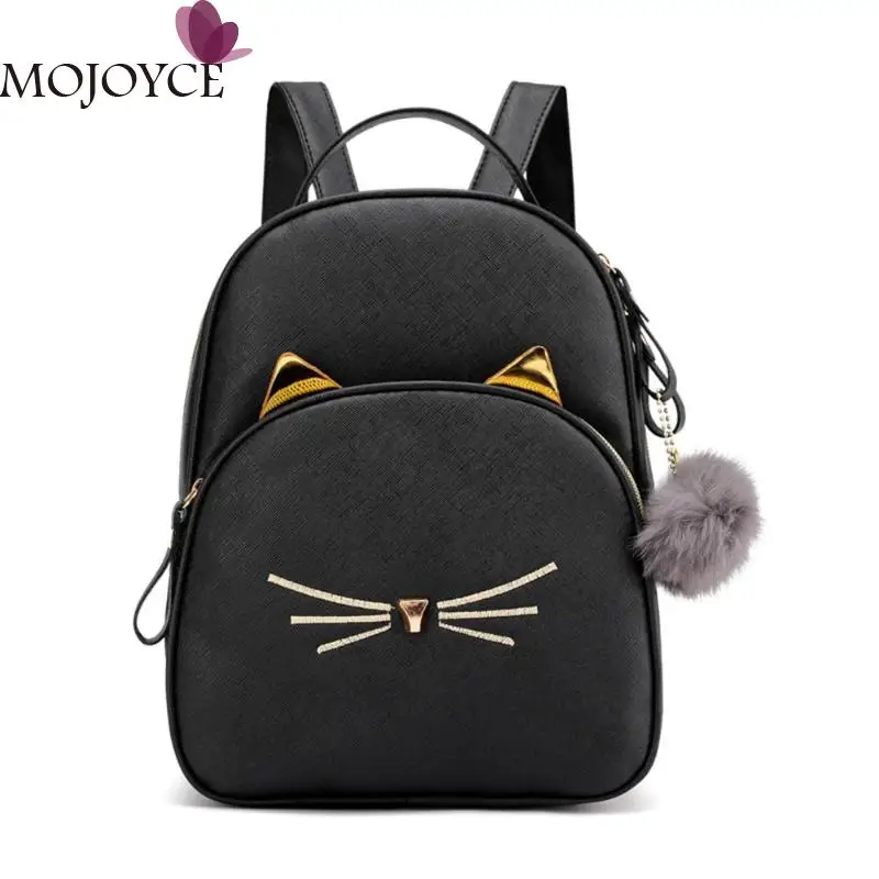 

Women Rucksack Teenagers Backpack PU Leather School Bags for Girls Cartoon Cat Square Satchel Light Shoulder Bag Mochila Mujer