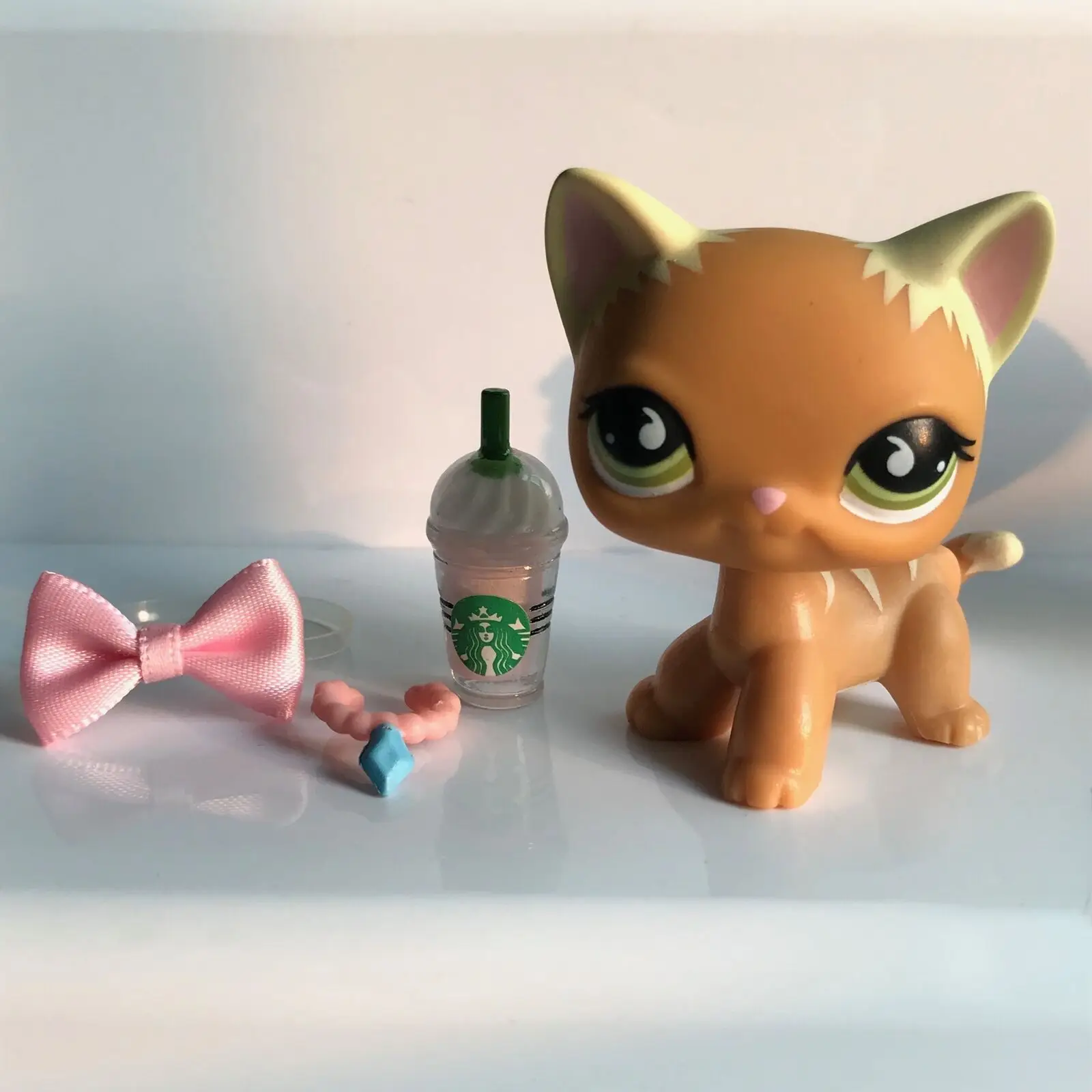 Pet Short Hair Cat #525 Toys Orange Green Eyes Cream Ear Kitty Kids Gift + MINI Accessories | Игрушки и хобби