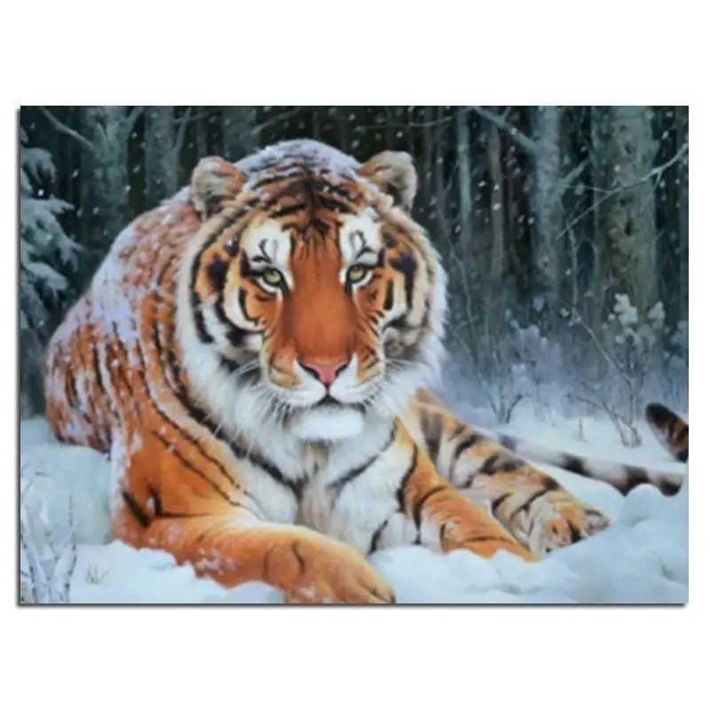 Full Drill Square Tiger Diamond Painting Kit - DIY Cross Stitch Rhinestone Mosaic | Дом и сад
