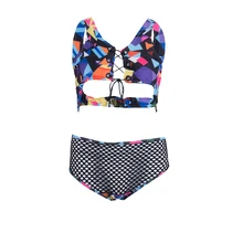 Женский костюм из двух частей купальник сексуальный сетчатый бандаж купальник пуш-ап Пляжная одежда Tankini