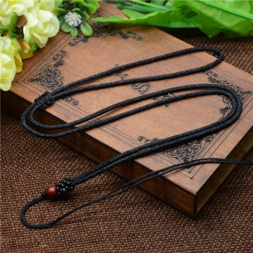 

1Pcs Natural Wood Beads Black Circle String Cord Rope For Pendant Necklace