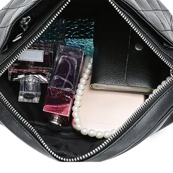 

Lattice Line Waist Bag Zipper Leather Chest Pack Crossbody Bag Shoulder Bag