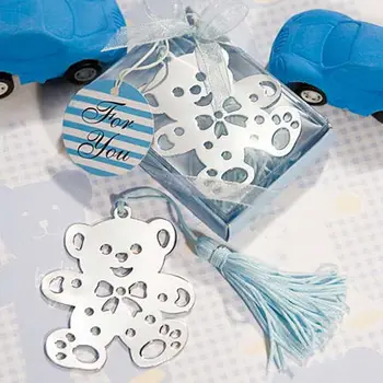 

Cute Bear Design Wedding Bookmark Favors With Tassel And Gift Box Baby Shower Souvenirs Student Creative Bear Bookmark 12Pcs
