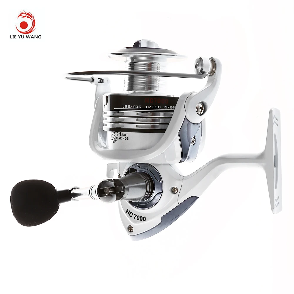 

LIEYUWANG 13+1BB 5.1:1 Gear Ratio Full Metal Spinning Fishing Reel Exchangeable Handle Automatic Folding for Casting Line Reels