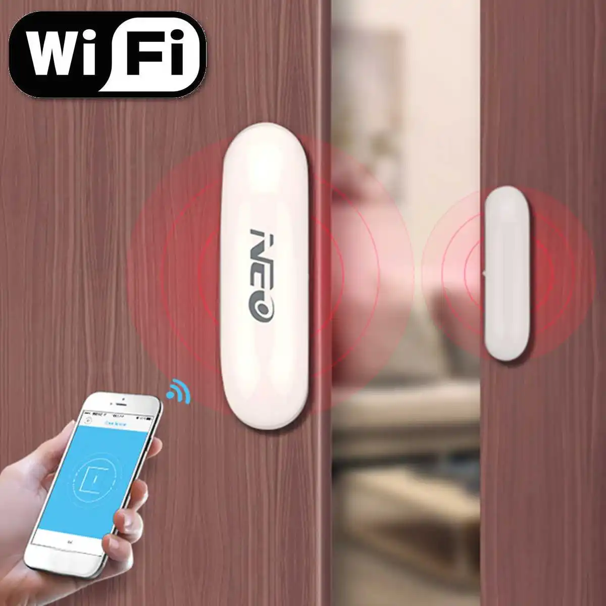 

2.4GHz Wireless Smart WiFi Door Window Sensor Home Security System Detector Battery Powered Alarm Device Compact White
