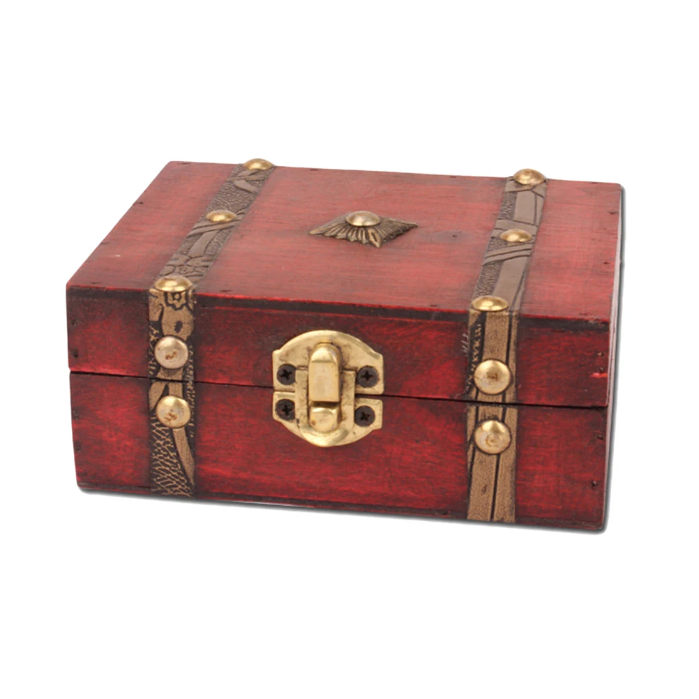 Wooden Vintage Lock Treasure Chest Jewellery Storage Box Case Organizer