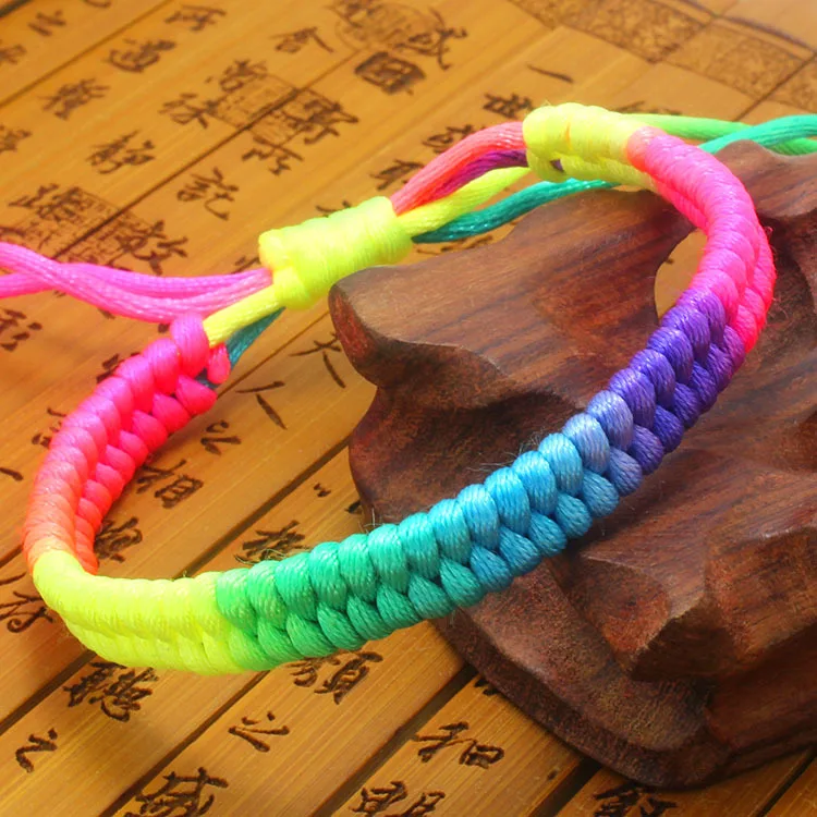 Five Color Rope Bracelet & Bangle, Braided Multicolored Rope Bracelet